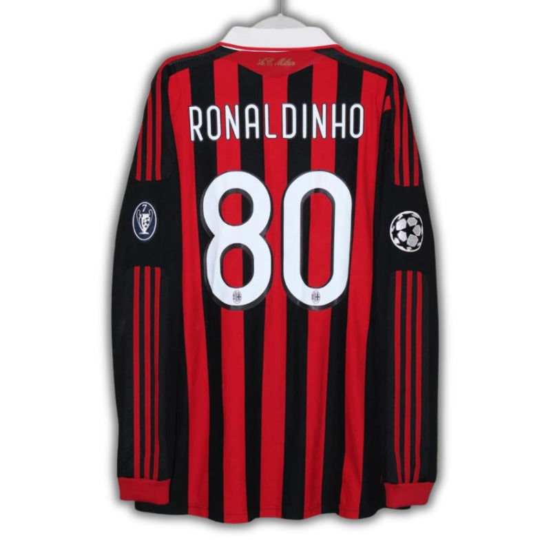 A.C. Milan RONALDINHO 80 シャツ Ronaldinho #80 AC Milan 2009/2010 Champions Home Jersey